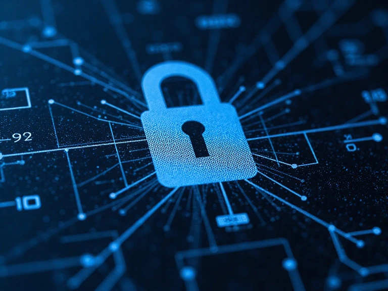 Ilustración de un candado digital en una interfaz de usuario, representando la seguridad de los datos